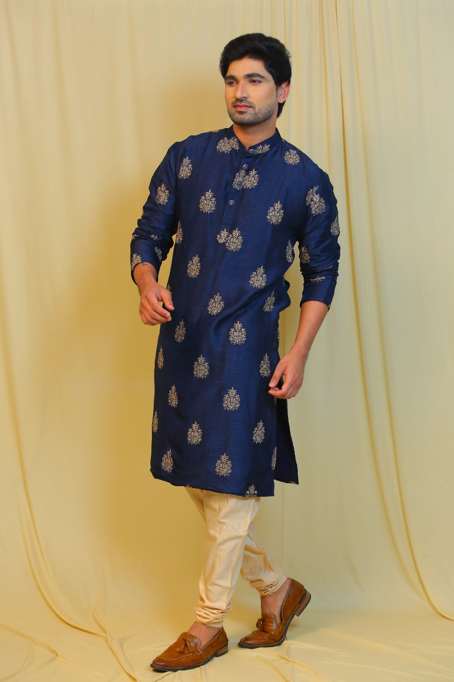 navy-blue-silk-kurta-with-embroidered-motifs-paired-with-cream-colour-pajama-m?uid=1674825340