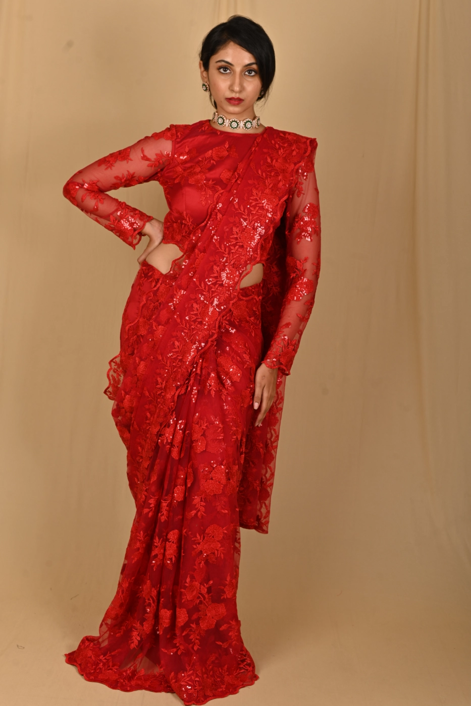 red-tulle-saree-with-all-over-sequin-embroidery-paired-with-matching-full-sleeves-round-neck-blouse-custom-tailored?uid=1674831190