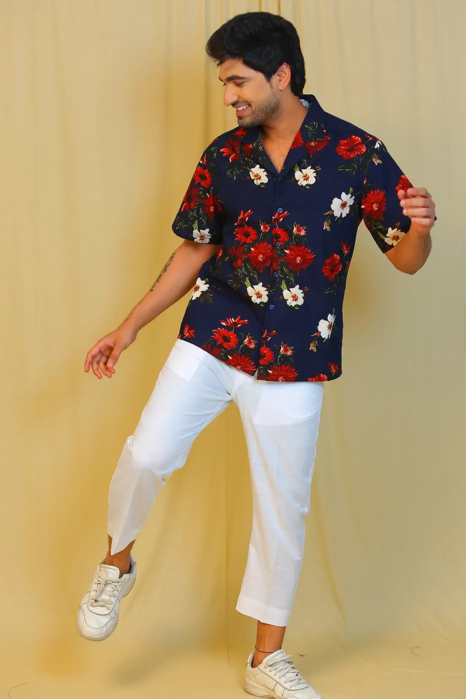 navy-blue-floral-print-cotton-shirt-with-white-pants-m-cotton-navy?uid=1682592560