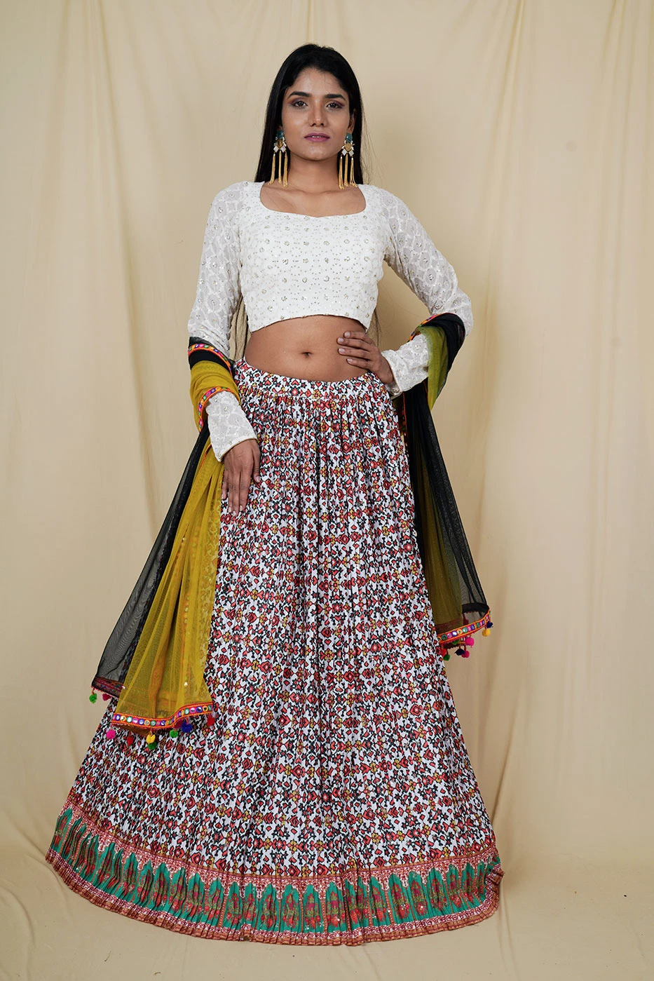 white--crushed-crepe-satin-lehenga-with-multi-color-all-over-print-and-border-and-full-sleeves-chikankari-blouse-m?uid=1676379229