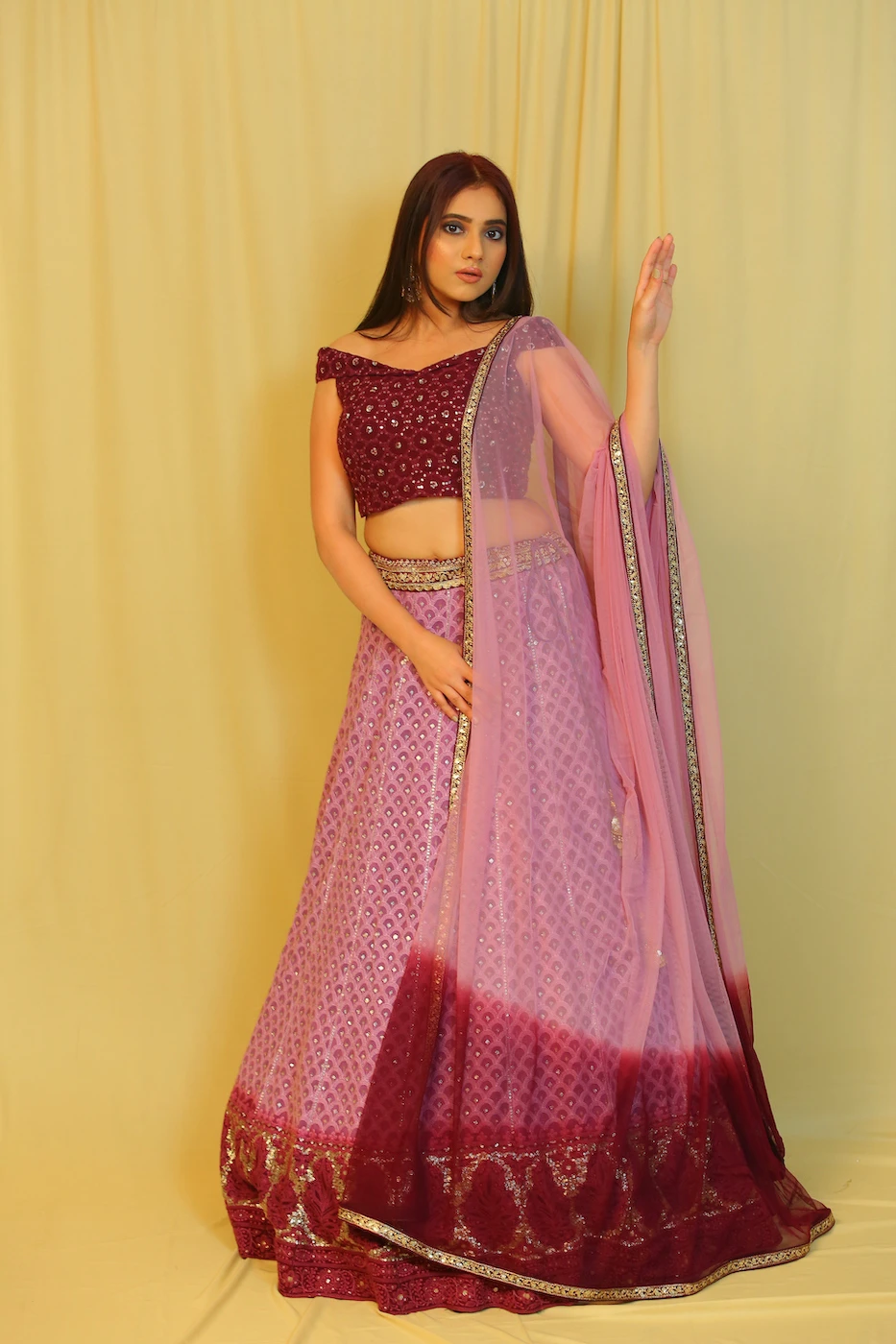 lavender-and-purple-double-shade-georgette-sequin-chikankari-work-lehenga--purple-of-shoulder-crop-top-and-double-shade-dupatta-m?uid=1676527947