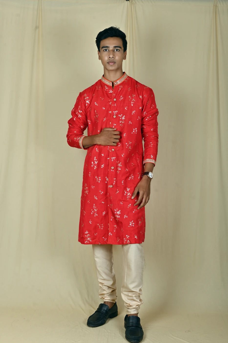 red-crepe-silk-front-open-kurta-with-beige-cotton-silk-chudidaar-m--crepe-red?uid=1674998252