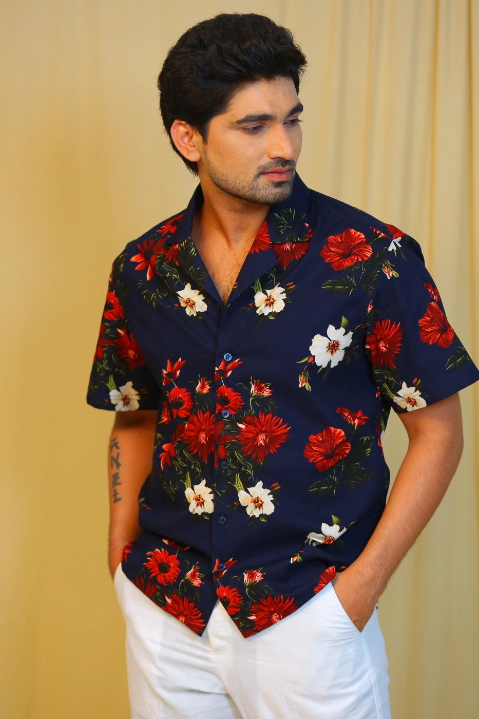 navy-blue-floral-print-cotton-shirt-with-white-pants-m-cotton-navy?uid=1682592560